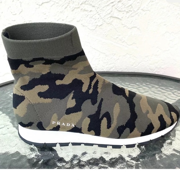 Prada authentic camo sock sneakers size 37 us 7.5 - Picture 2 of 7